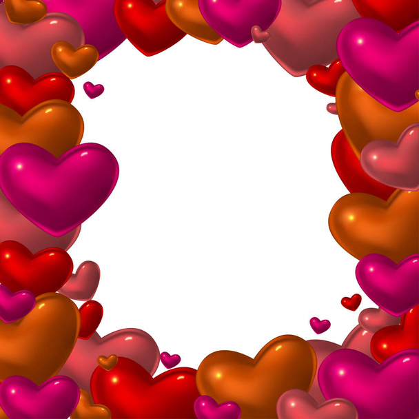 Red glass hearts frame. - Vector, Image