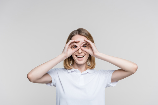 woman with eyeglasses gesture - Photo, Image