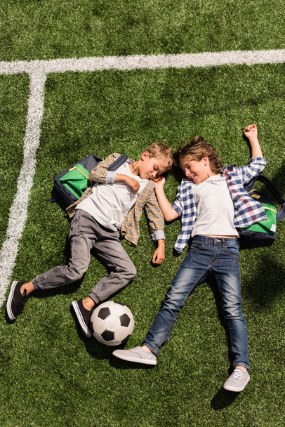 schoolboys with soccer ball - Photo, Image