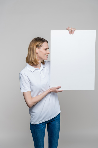woman with blank board - Photo, Image