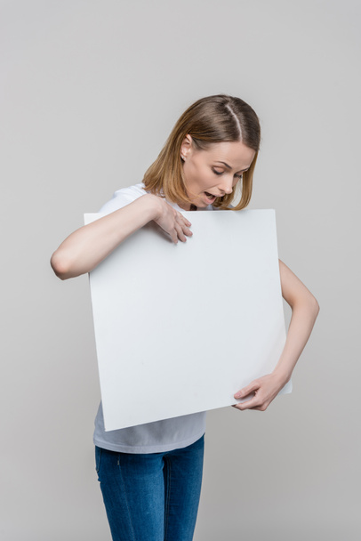 woman with blank board - Foto, Imagen