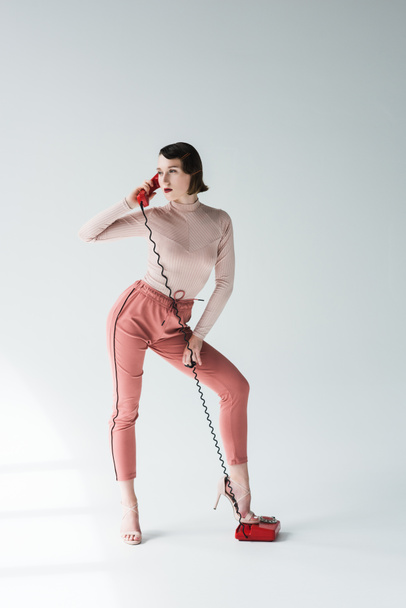 elegant woman with retro telephone - Foto, immagini