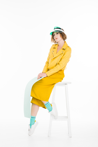 stylish girl in yellow clothes - Фото, зображення