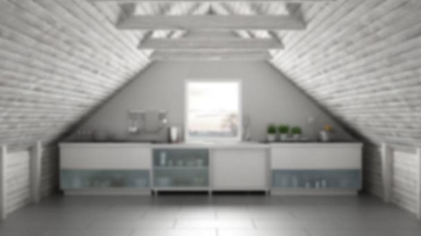 Дизайн интерьера в размытом фоне, скандинавская промышленная кухня
, - Фото, изображение