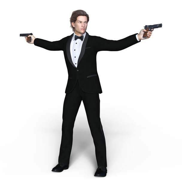 3D CG rendering of a tuxedo guy - Photo, Image