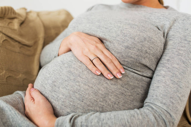 close up of pregnant woman with big belly - Фото, зображення