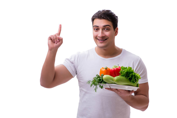 Człowiek w zdrowe jedzenie koncepcja - Zdjęcie, obraz