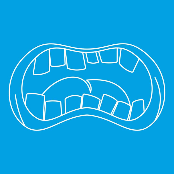 Open mouth with crooked teeth icon, outline style - Διάνυσμα, εικόνα