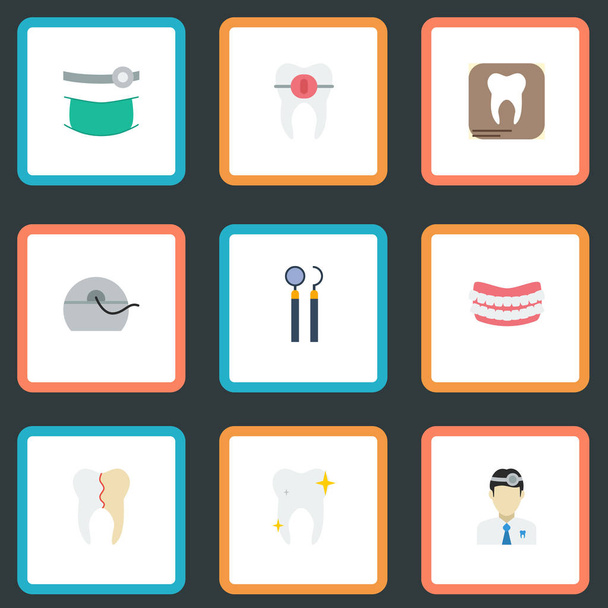 Icone piatte Brace, alitosi, denti artificiali e altri elementi vettoriali. Set di denti piatto icone simboli include anche dentista, Ricostruzione, Oggetti di lucentezza
. - Vettoriali, immagini