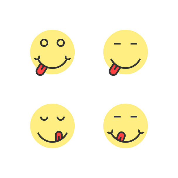κίτρινη λεπτή γραμμή yummy emoji πρόσωπα - Διάνυσμα, εικόνα