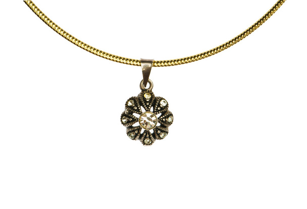 Pendant on golden chain isolated - Photo, Image