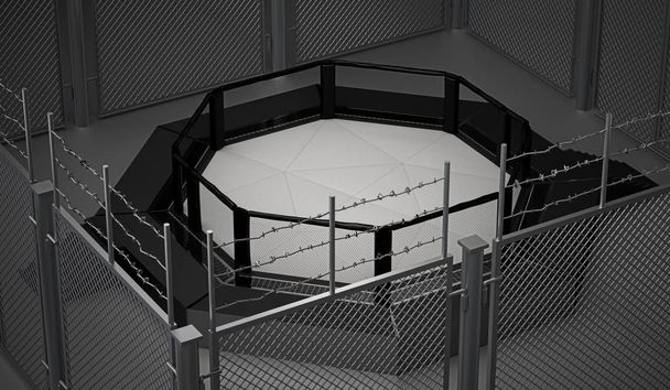 Firmy Oktagon Ufc Bellator pierścień Mma mieszane sztuki walki mieszane, ilustracja 3d - Zdjęcie, obraz