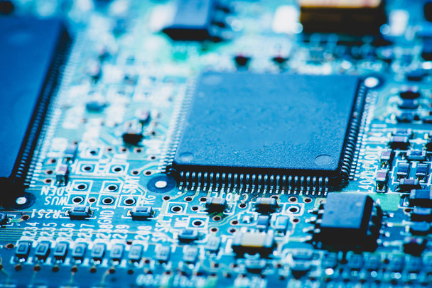 Abstract, Close up at electronic circuits, we see the technology of the mainboard, which is the important background of the computer. (logic board,cpu motherboard,Main board,system board,mobo) - 写真・画像