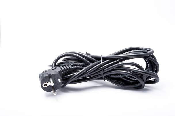 Electrical power plug black on white background  - Foto, Imagem