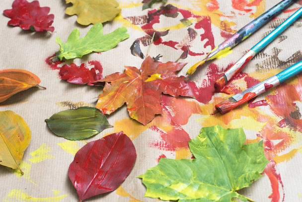 hojas de otoño pintadas
  - Foto, Imagen