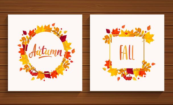 Autumn and Fall cards. - Vektori, kuva