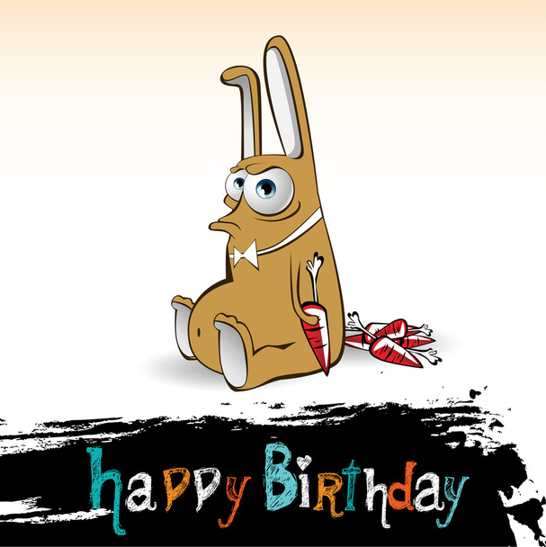 Happy Birthday rabbit with carrot - Vektor, Bild