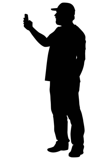 Man with phone two - Vector, afbeelding