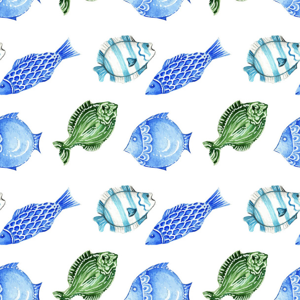 pattern with different fishes - Vector, Imagen