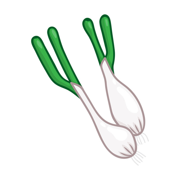 Ilustración aislada de cebolla verde sobre fondo blanco
 - Vector, imagen