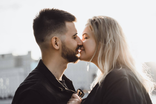 woman and man kissing each other - Photo, image