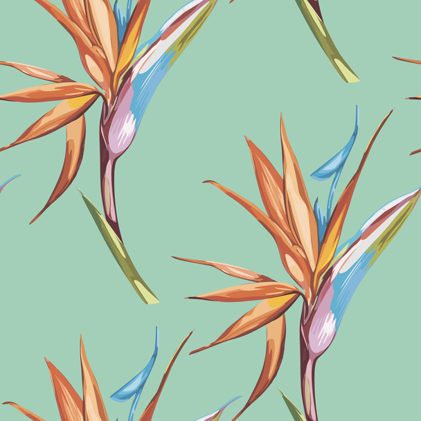 Elegance seamless pattern in vintage style with Strelitzia flowers. EPS 10 - Вектор, зображення