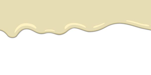 Geïsoleerde horizontale naadloze herhaalbare gesmolten witte chocolade - Vector, afbeelding