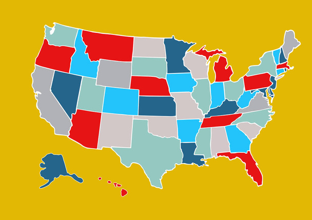 Estados Unidos de América Mapa con Estados Federales
 - Vector, imagen