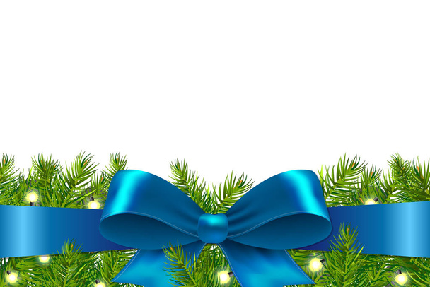 Blue Ribbon With Fir Tree - Vector, Image
