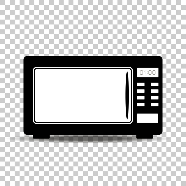 Векторная иконка черной микроволновой печи на белом фоне. Хом
 - Вектор,изображение