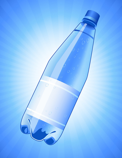Bottle of water on blue background - Vettoriali, immagini