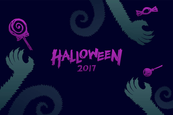 Halloween 2017 background template set, werewolves monster hand  - Vector, Image