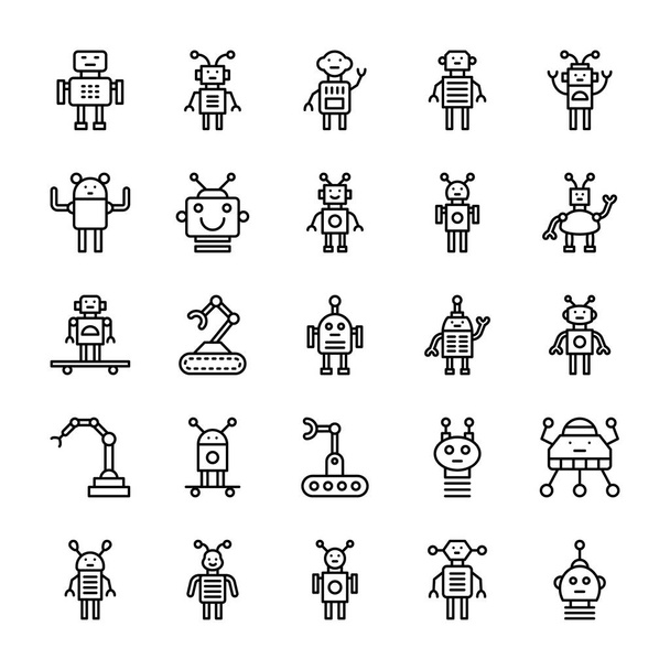 Iconos de línea vectorial robótica
  - Vector, imagen