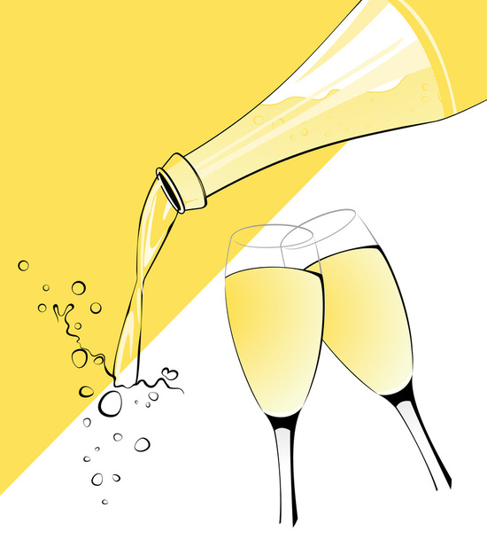 Glass of champagne - Vettoriali, immagini
