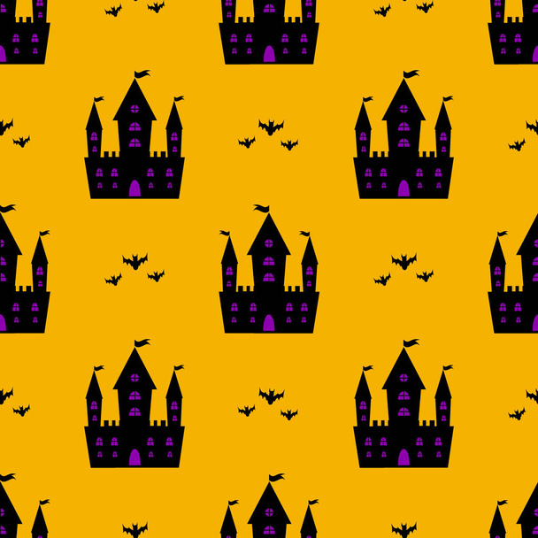Castillo halloween sin costura vector patrón de murciélago vector
 - Vector, Imagen