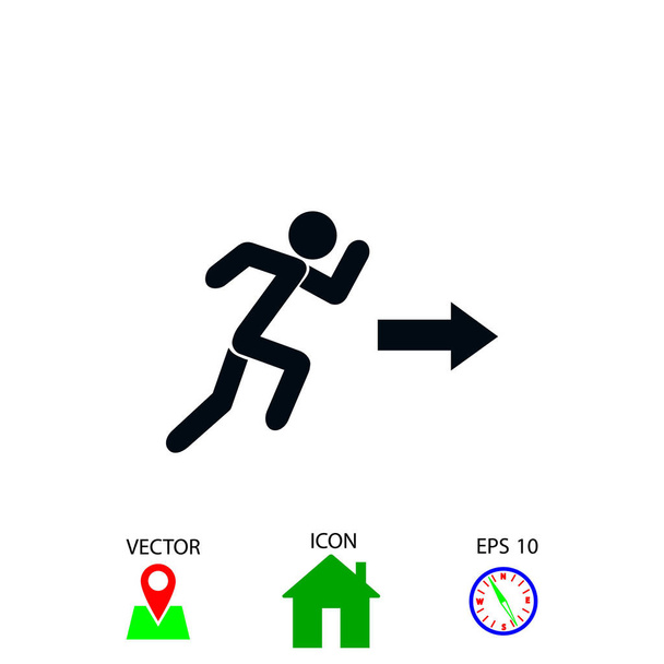  Running Man Figur und Richtungspfeil-Symbol - Vektor, Bild