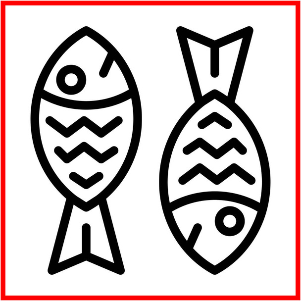 Illustration icon for fish food, in flat line / outline stroke icon style. - Vector, Image