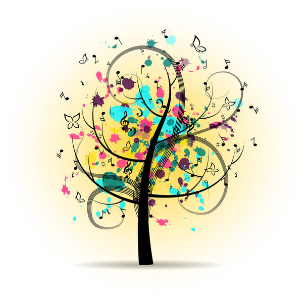 Abstract Colorful Musical Tree - Vektori, kuva