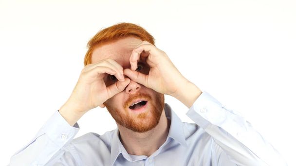 Portrait of a businessman using binoculars, searching for opportunities , - Фото, зображення