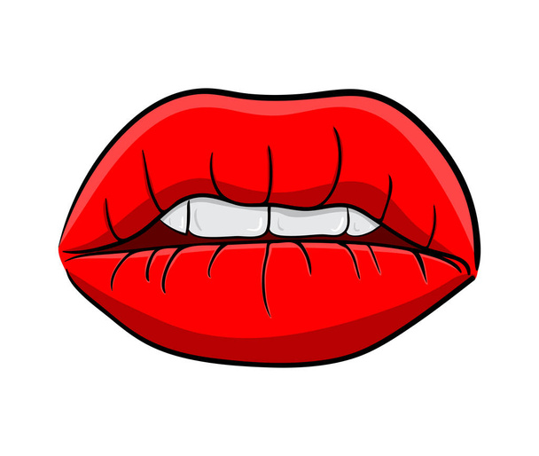 Lippen mit Zähnen Cartoon-Vektor-Symbol-Symbol-Design. schön krank - Vektor, Bild