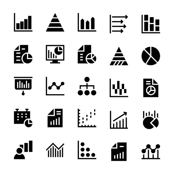 Business Charts and Diagrams Solid Icons 1 - Vector, Image