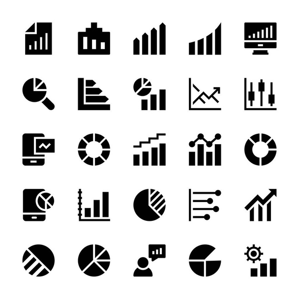 Üzleti grafikonok és diagramok szilárd ikonok 3 - Vektor, kép
