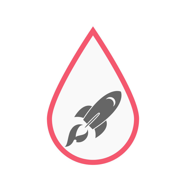 Isolated blood drop with a rocket - Vector, Image