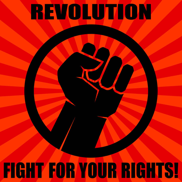 Αγώνας για σας δικαιώματα, η αλληλεγγύη, η αφίσα της επανάστασης. Εικονογράφηση διάνυσμα - Διάνυσμα, εικόνα