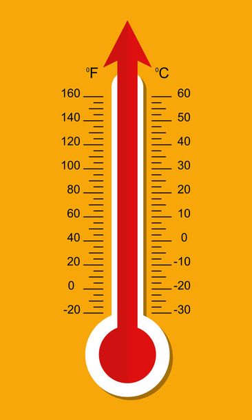 Повышенная температура при помощи термометра
 - Вектор,изображение