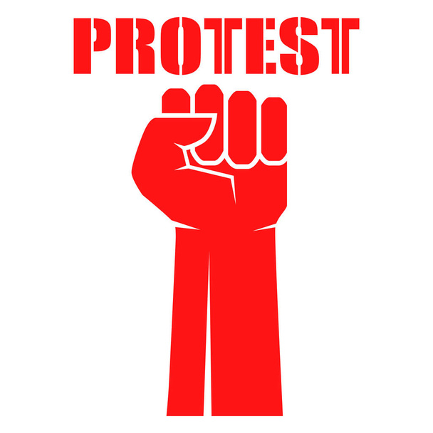 Protest, Rebellion Vektor Revolution Kunstplakat Hintergrund. Symbolfaust für Revolution und Streik. Vektorillustration - Vektor, Bild