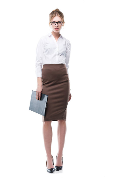 blonde businesswoman with clipboard - Photo, Image