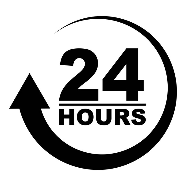 veinticuatro horas icono. abierto las 24 horas del día sirviendo señal de flecha del reloj. ilustración vectorial
 - Vector, Imagen