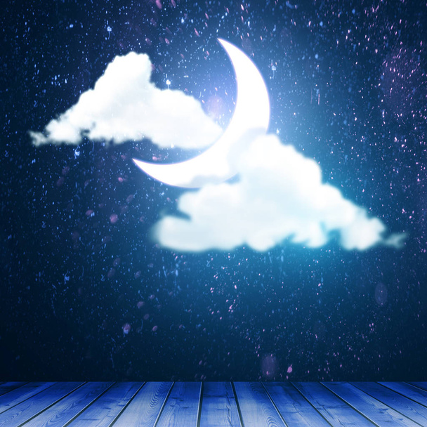 Abstract stage with clouds and moon. Performace concept  - Φωτογραφία, εικόνα