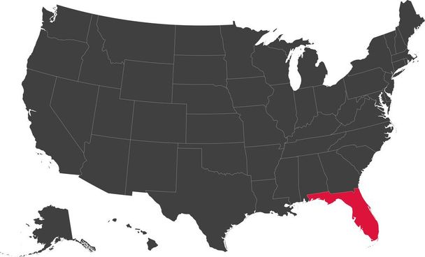 Florida, ABD Haritası. - Vektör, Görsel